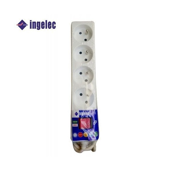 INGELEC pack 10 Rallonge électrique Multiprise L3 4 postes Blanc - 1714/3